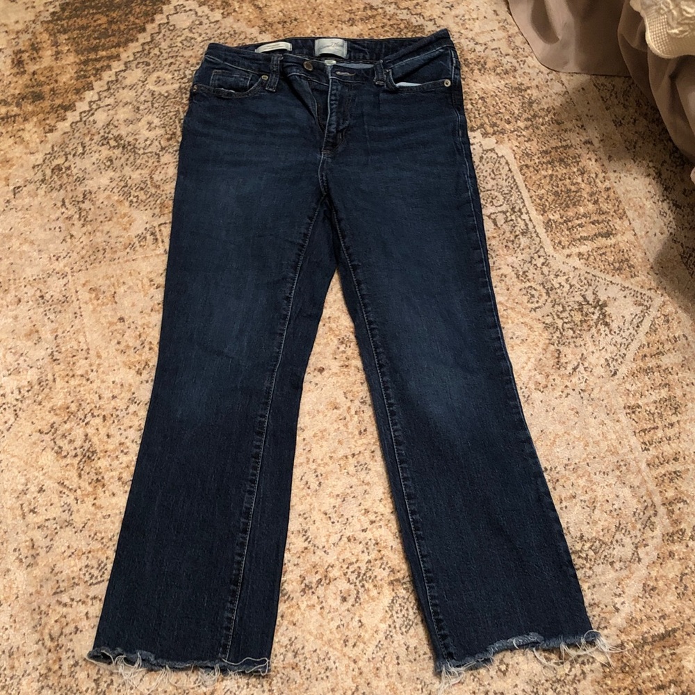Universal Thread Dark Blue Wide Leg Jeans with Raw Hem
